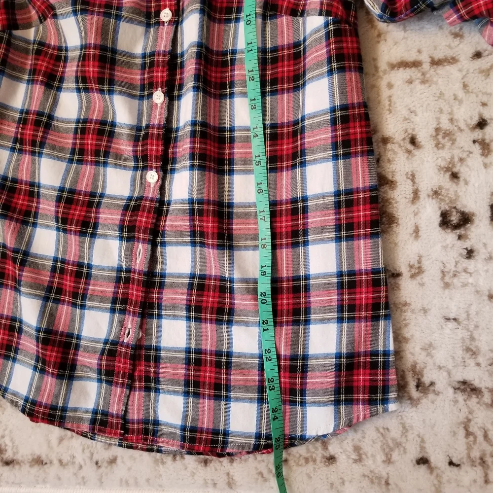 New! J Crew sz. Small S Stewart Tartan Plaid Flannel Ruffle trim NWT